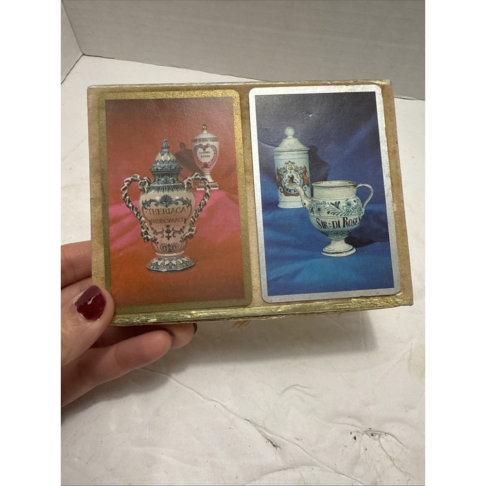 Vtg Congress Playing Cards Double Deck Cel-u-Tone Finish Pottery/Caniste Pattern